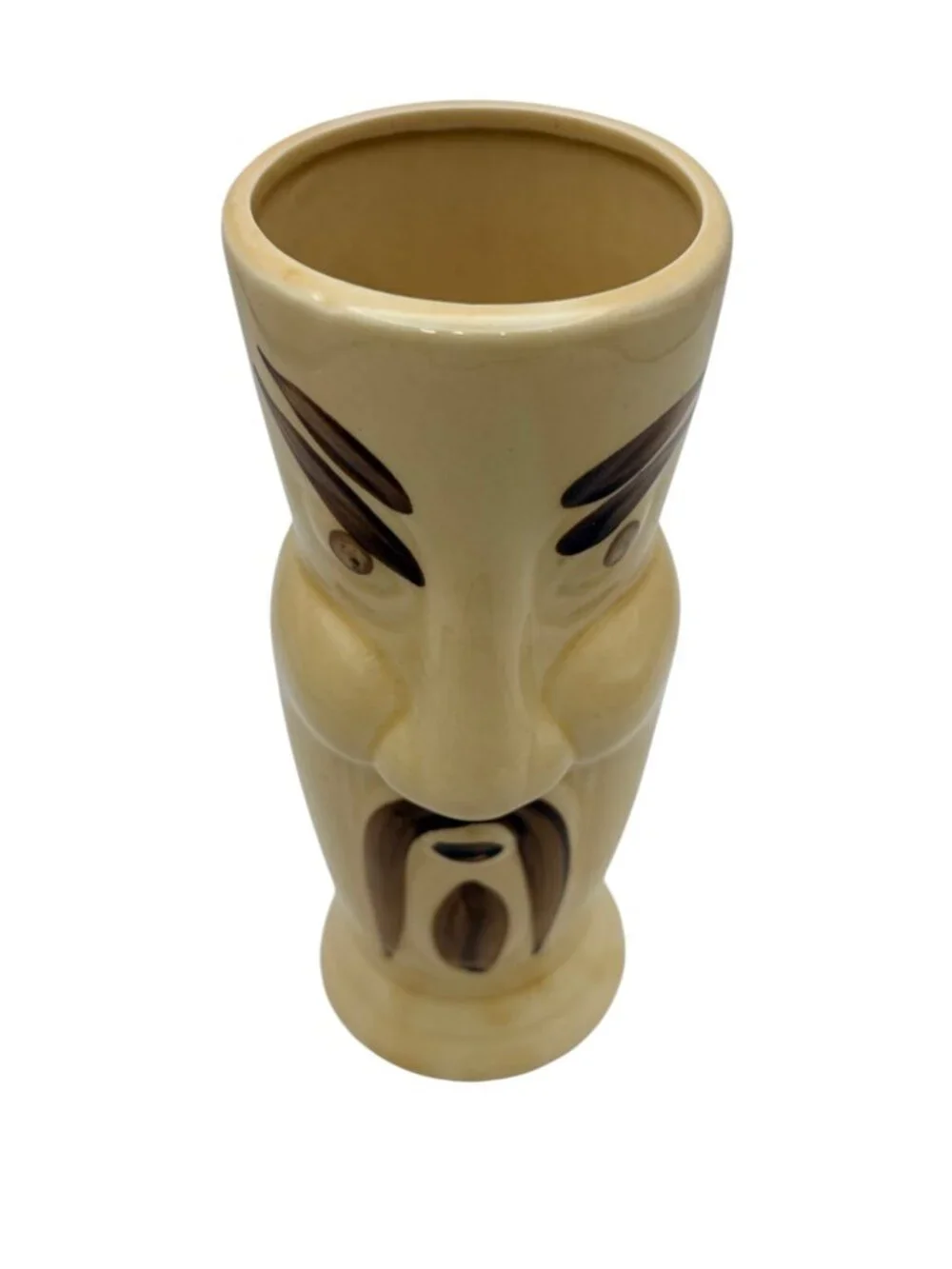 Vintage Mid-Century Tiki Face Ceramic Vase/Mug–Fu Manchu Design – Made in China